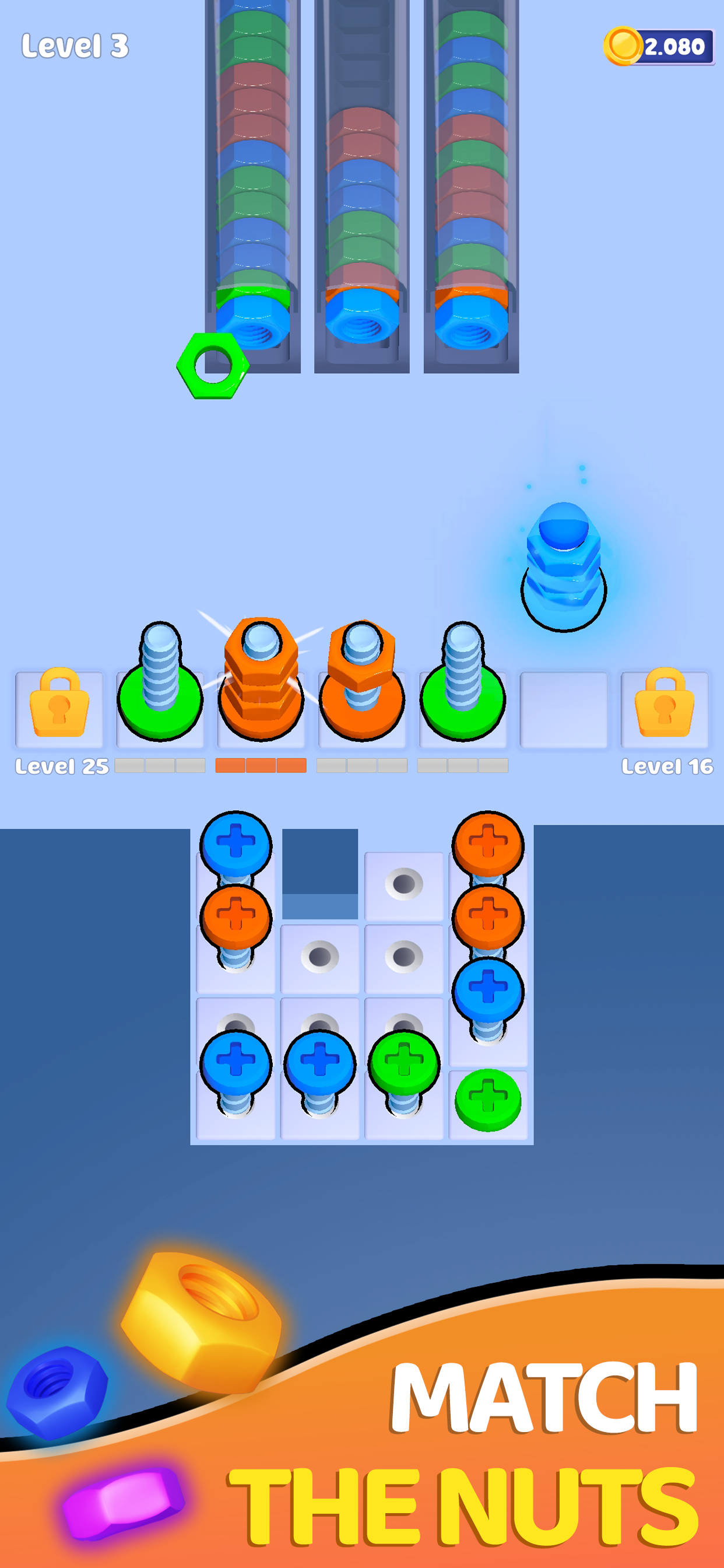 Main bolt and nut matching layout