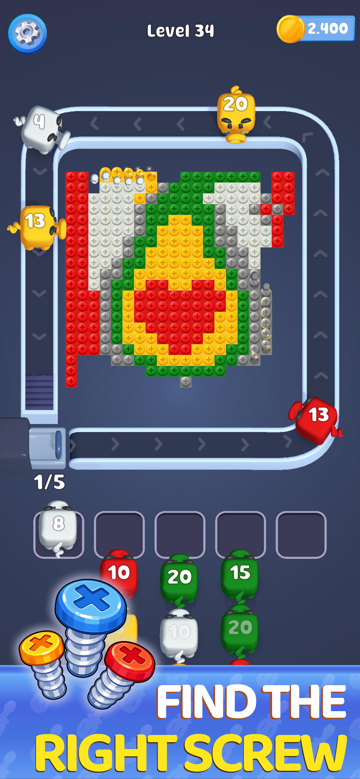 Main screw puzzle layout and level flow